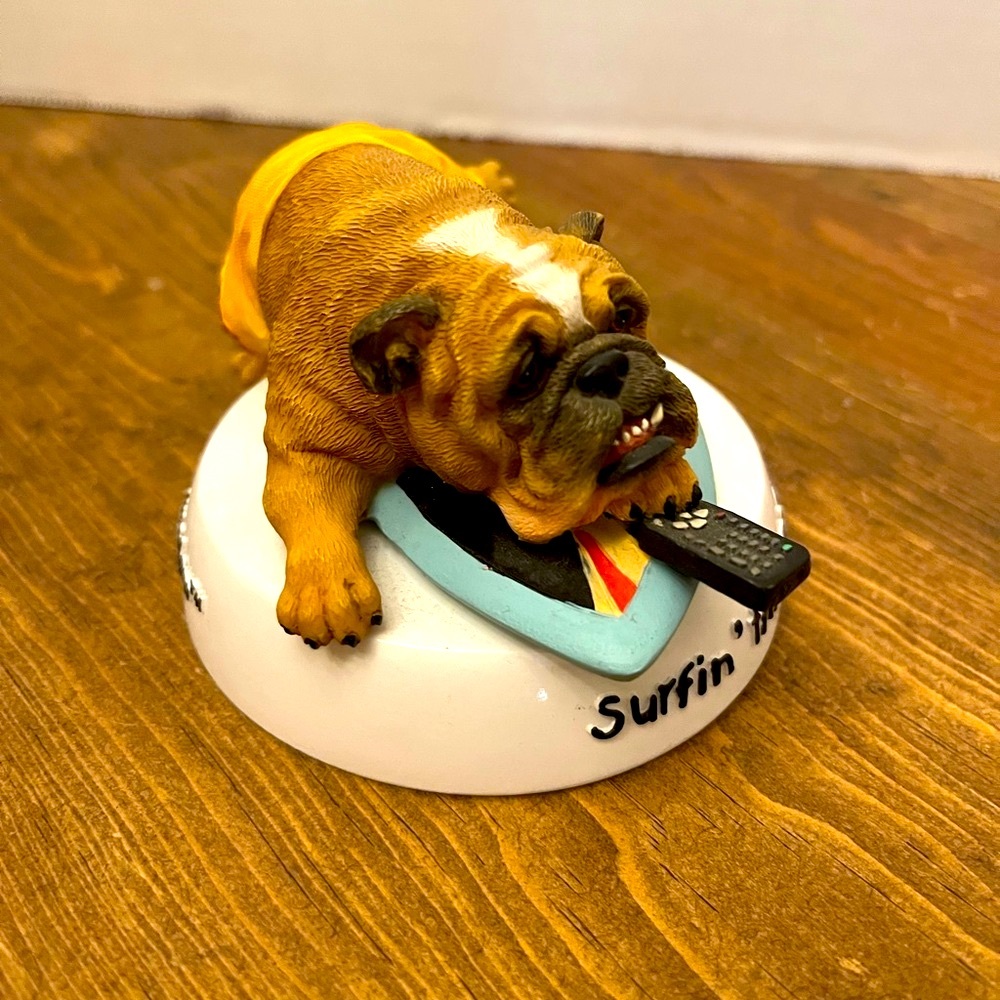 Zelda Wisdom Bulldog Figurine “Surfin’ Through Mid-Life Crisis” Westland 2003